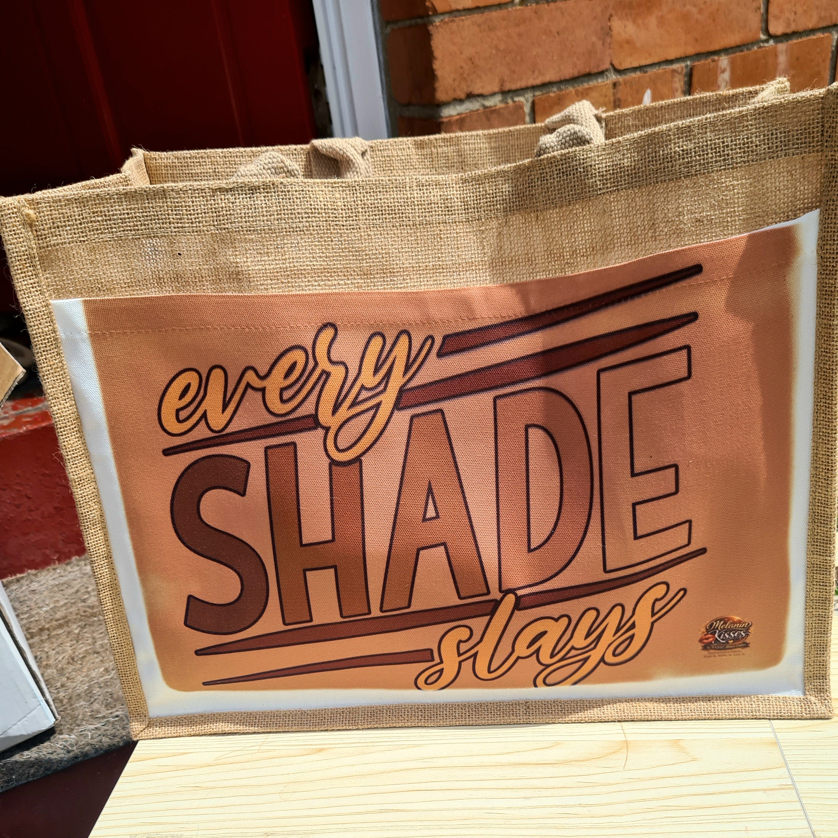Melanin Kisses Jute Bag with Front Pocket